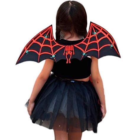 Fantasia Infantil Menina Halloween Morcego Vampiro Barato Luxo Dias Das