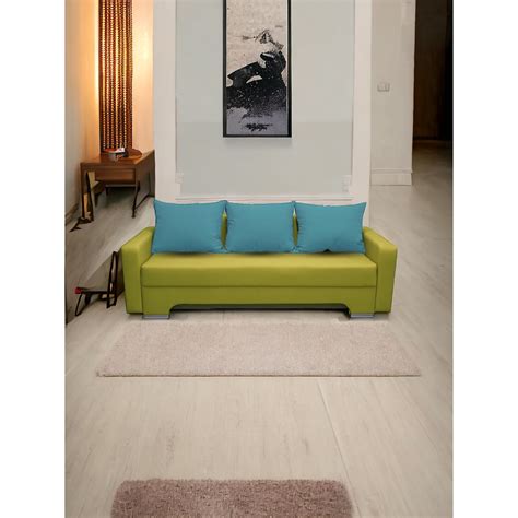 Диван «Киви» с подлокотниками, обивка «нео эппл», подушки «нео азуре ...