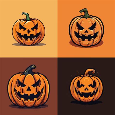 Ilustraciones Aterradoras De Calabazas De Halloween Vector Premium