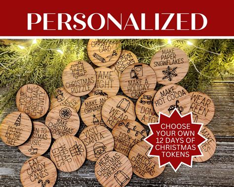 Days Of Christmas Countdown Activity Tokens Personalized Christmas