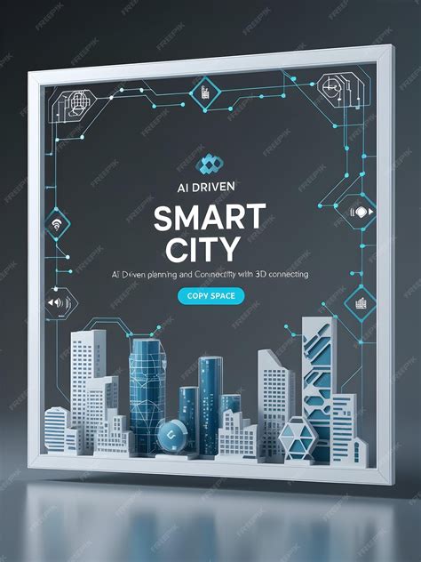 3D AI Driven Smart City Frame концепция как пограничная рамка с ...
