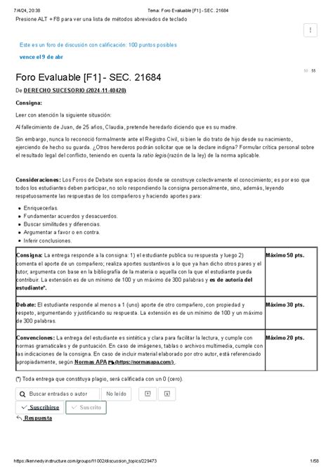 Tema Foro Evaluable F1 SEC 21684 Este es un foro de discusión