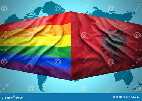Waving Albanian And Gay Flags Stock Illustration Illustration Of