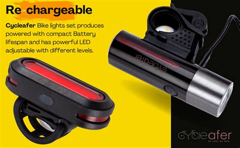 Cycleafer BIKE LIGHTS SET USB Rechargeable LED BIKE LIGHT POWERFUL