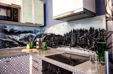 Фартуки на кухню из стекла с природой 98 фото