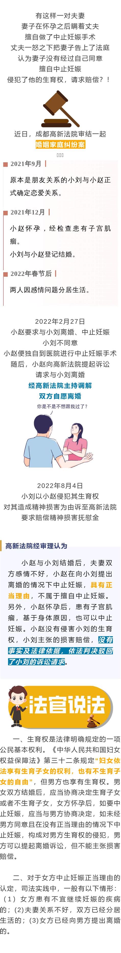 以案释法丨妻子单方面中止妊娠，丈夫愤而起诉：侵犯了我的生育权，赔！法院判了 澎湃号·政务 澎湃新闻 The Paper