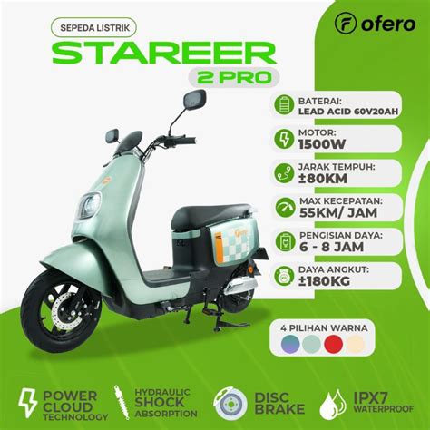 Jual Sepeda Listrik Ofero Stareer Pro Lead Acid V Ah Max Km Jam