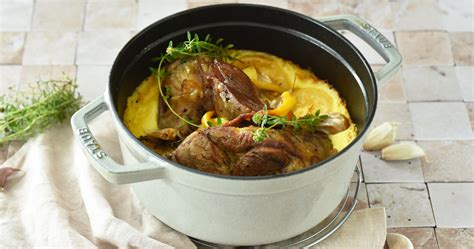 Souris d agneau au citron et purée de pommes de terre Pompadour en cocotte