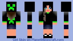 Black Hoodie Girl Minecraft Skin