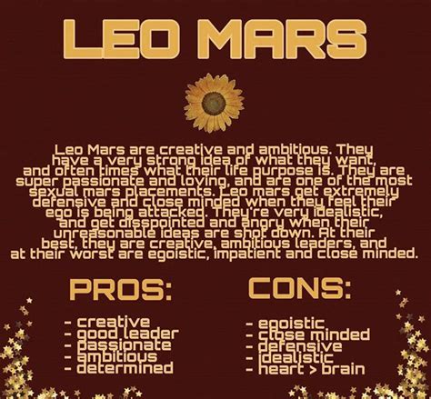 ♌️ Mars Birth Chart Leo Zodiac Facts Ascendant Sign