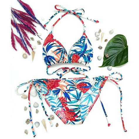 ชดวายนำผหญง bikini ลายดอกไม แสนสวย บกน สปาเกตต สดเซกซ ฮอทเซลล Shopee Thailand
