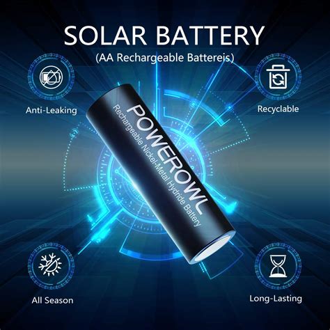 POWEROWL Solar Rechargeable AA Batteries 2800mAh Wide Temperature