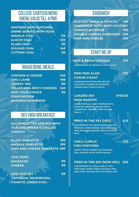 Menu of The Sky High, Sector 98, Noida | Dineout