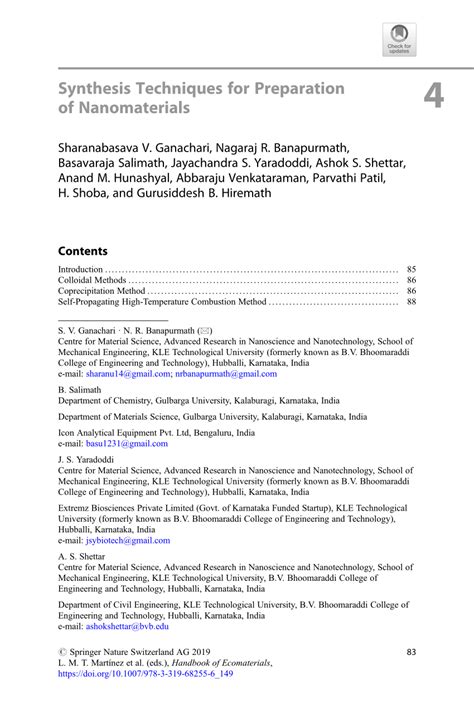 Pdf Synthesis Techniques For Preparation Of Nanomaterials