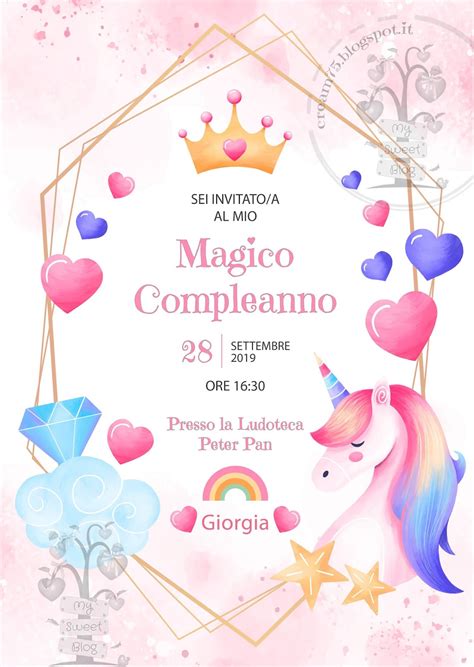 My Sweet Blog Compleanno Unicorno Invito Digitale Per Messaggistica