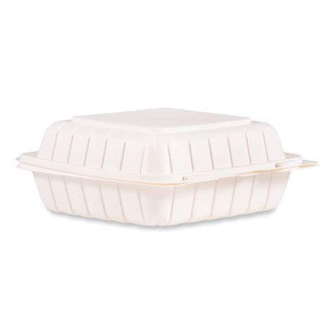 Hinged Lid Containers, Single Compartment, 8.25 x 8 x 3, White, Plastic ...