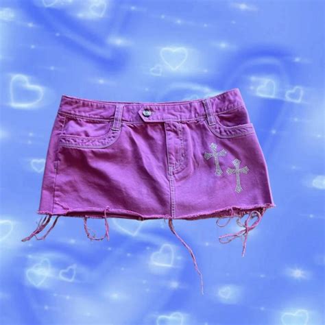 Y2k Pink Reworked Mini Skirt In Pink Denim Wash Depop