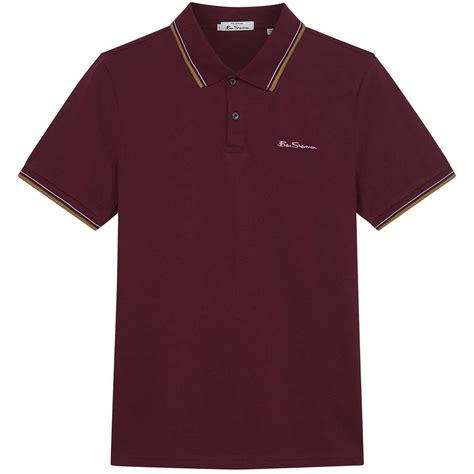 Ben Sherman Mod Tipped Signature Pique Polo Shirt In Port