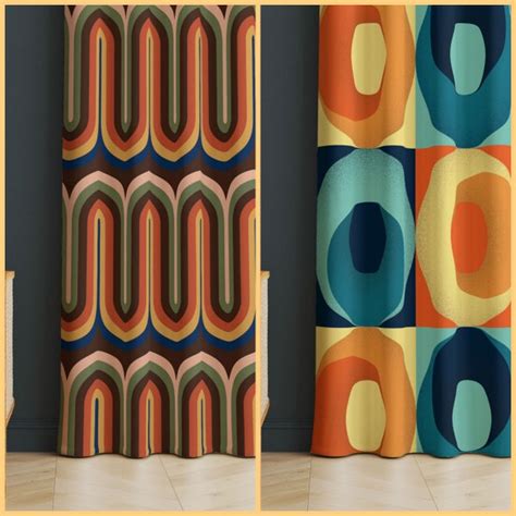 Midcentury Modern Curtains Etsy