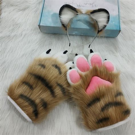 Cosplay Tiger Ears Tail Kit Cosplay Tiger Paw Headdress Furry Etsy