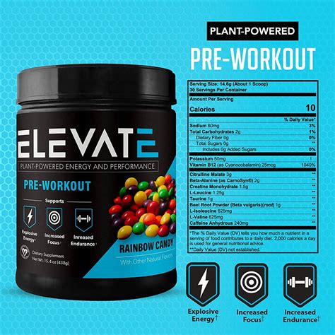 Rainbow Candy Plant Powered Pre Workout Energy Powder Mix