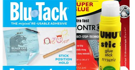 adhesives glue blackwood blu tack super glue black cat printing