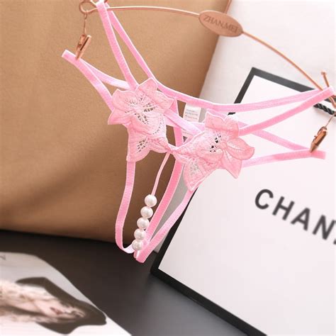 Culotte slip Poblador Culotte sexy pour femme lingerie avec perles ouverture à l entrejambe sous