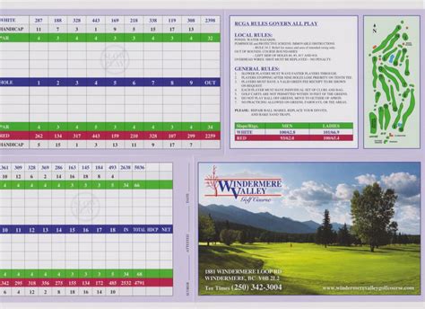 Scorecard - Windermere Valley Golf Course