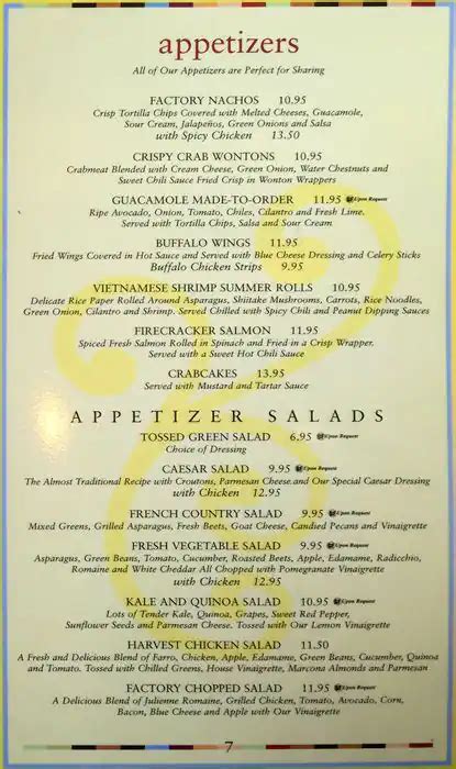 cheesecake factory menu