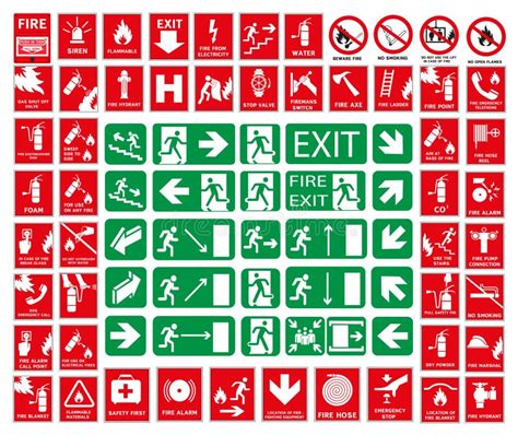 Set of Fire Safety Signs. Collection of Warning Signs. Fire Danger ...