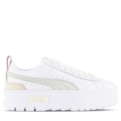 Puma Mayze Stack Leather Womens Puma White Hype Dc