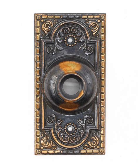 Vintage 4 in. Victorian Pressed Brass Japanned Doorbell Cover | Olde ...