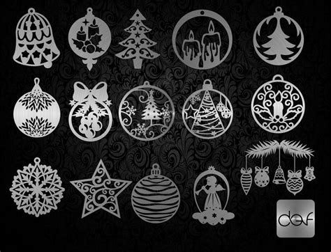 Christmas Ornaments Pack Clipart Dxf Cnc Dxf For Plasma Etsy