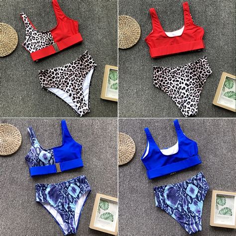 FREE SHIPPING Leopard Print Bikini High Cut One Piece Swimsuit Female Monokini Bandage Push Up