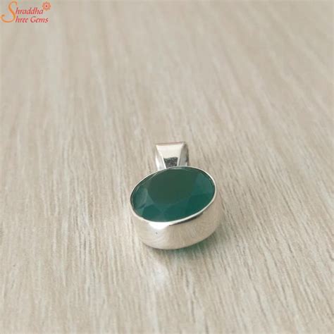 Oval Green Onyx Pendant, Natural Women Gemstone Pendant - Shraddha ...