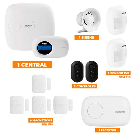 Kit De Alarme Intelbras 1 Central AMT 2018E C 6 Sensores