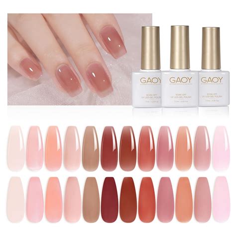 GAOY Pcs Jelly Gel Nail Polish Kit Sheer Nude Pink Colors Gel