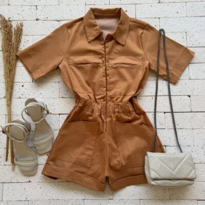 Macaquinho Cotton Golinha E El Stico Na Cintura Luxo Nude Dondoca Moda Feminina