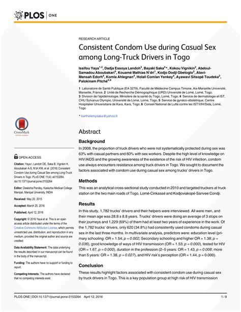 PDF Consistent Condom Use During Casual Sex Among Long Truck Drivers