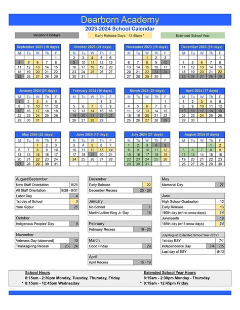 School Calendar – Dearborn Academy