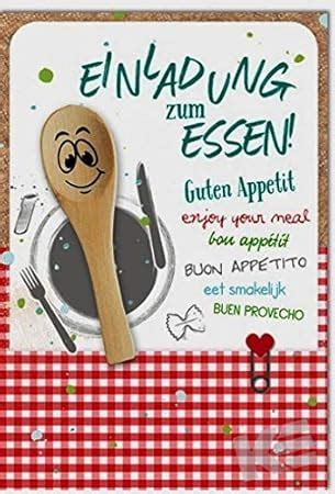 Einladungskarte zum Essen Guten Appetit mit Mini Kochlöffel