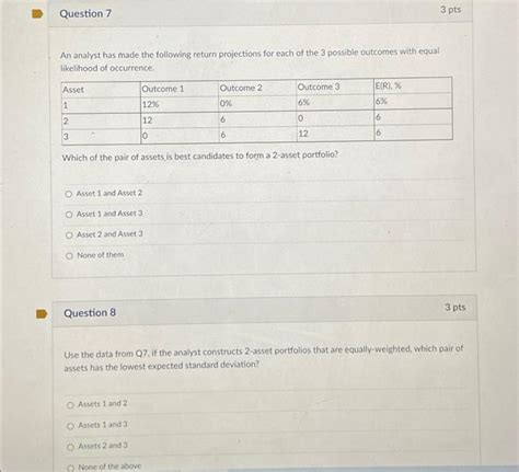 Solved Question Pts An Analyst Has Made The Following Chegg