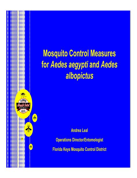 Mosquito Control Measures for Aedes Aegypti and Aedes Albopictus - DocsLib