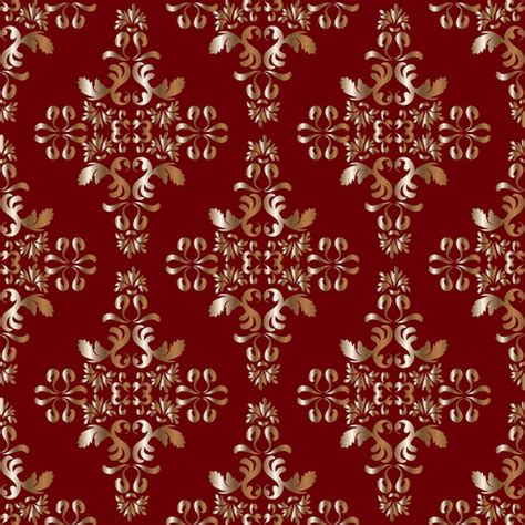 Premium Vector Rich Vintage Gold Pattern On Red Background Seamless Damask Ornament Red And