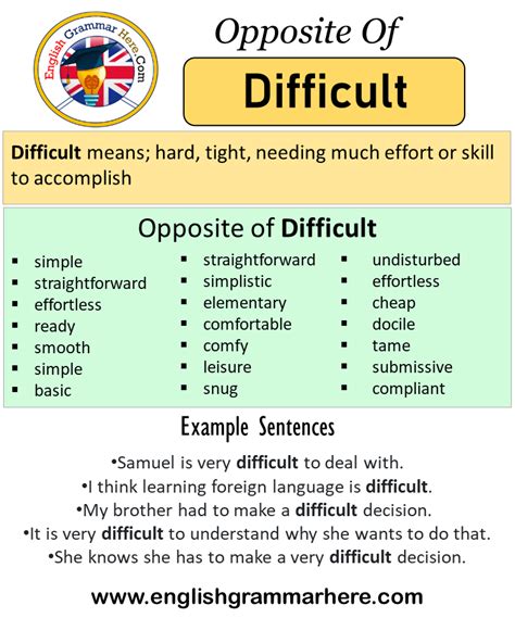 Opposite Of Difficult Antonyms Of Difficult Meaning And Example