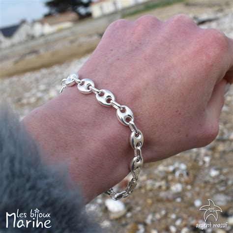 Bracelet maille grain de café en argent massif Les Bijoux Marine