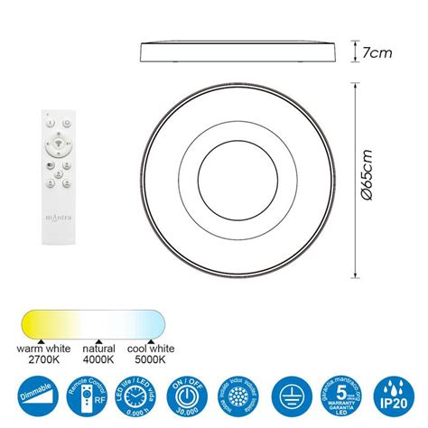 Plafón de techo Coin LED App regulable 2700 5000k mando Mantra