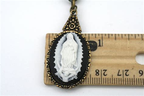 Our Lady Of Guadeloupe Cameo Necklace Pendant Virgin Mother Etsy