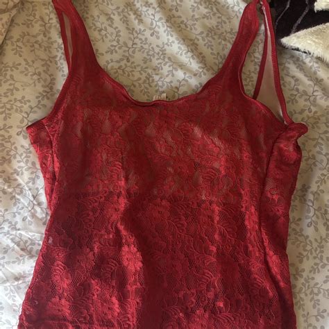 Vintage Red Lace Lingerie Tank Top Im Not Sure The Depop