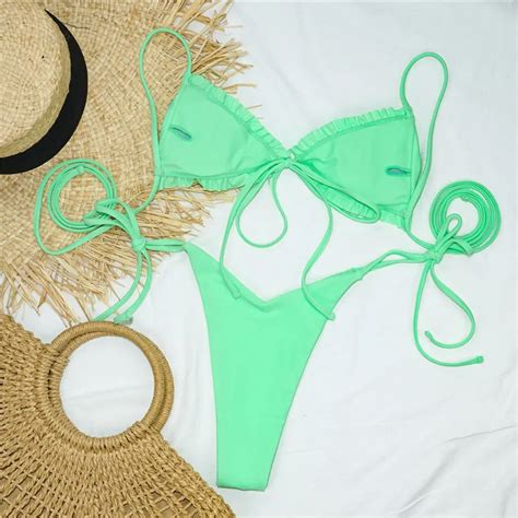 Ensemble bikini froncé avec volants MAILLOT DE BAIN Type X SW Blanc Cdiscount Prêt à